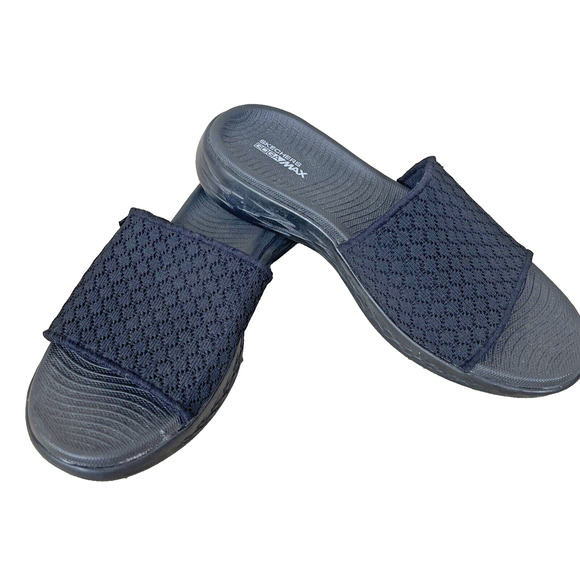 Skechers Goga Max Black Mesh Slides Sandals - Womens Sz 8M - Picture 2 of 11
